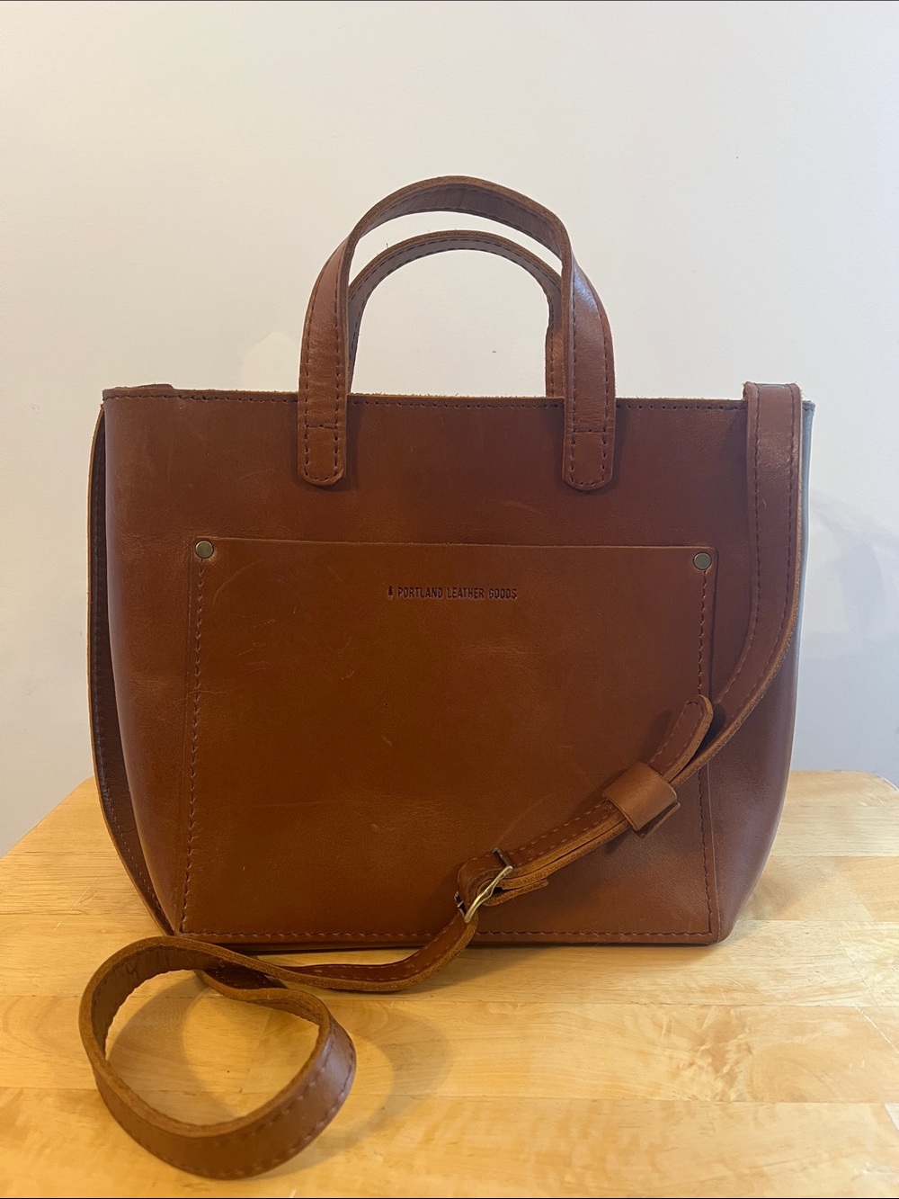 Portland Leather Mini Honey Brown Zip Top-Handle Tote 🍯